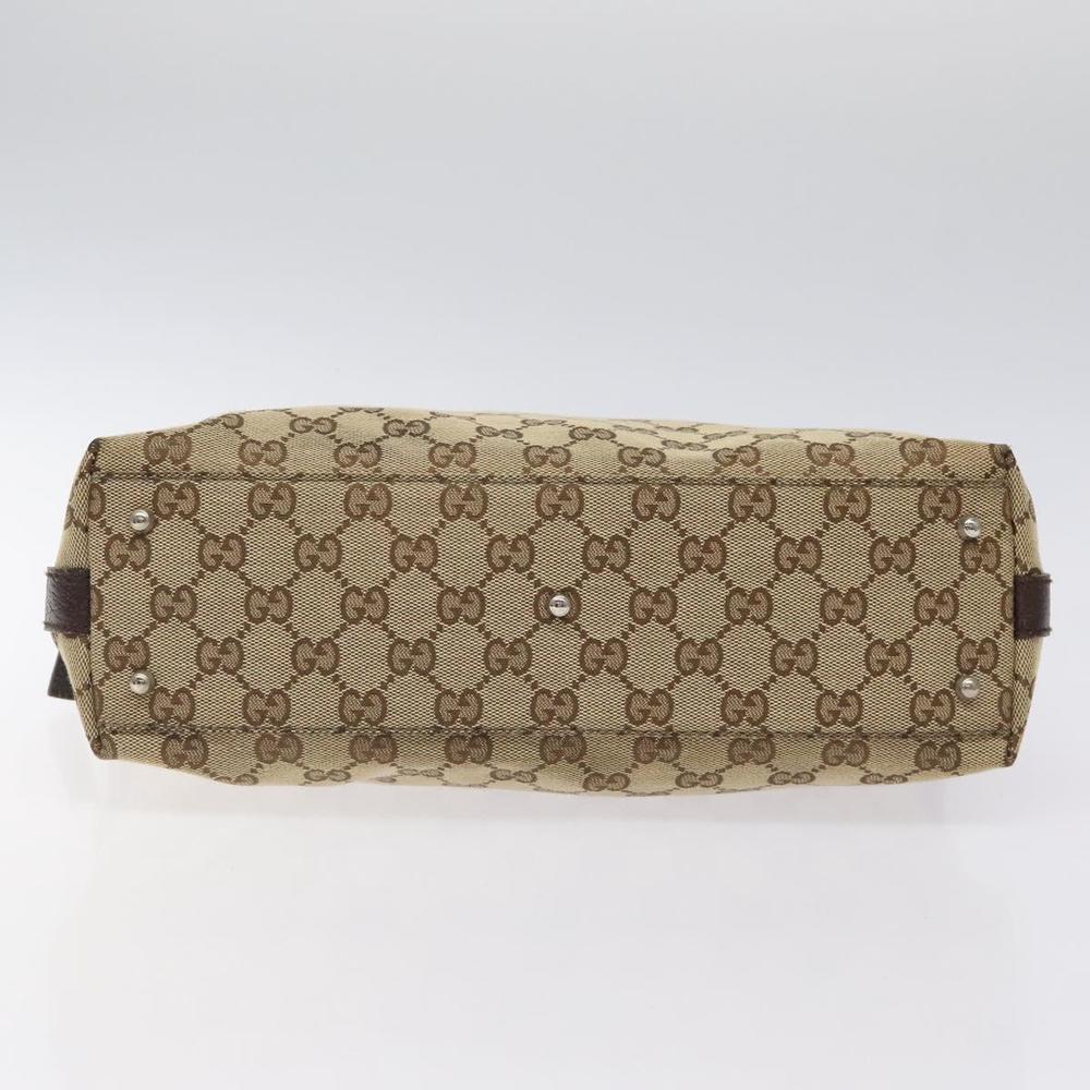 GUCCI GG Canvas Web Sherry Line Hand Bag Beige Silver 145759 Auth 119676 - Picture 5 of 16
